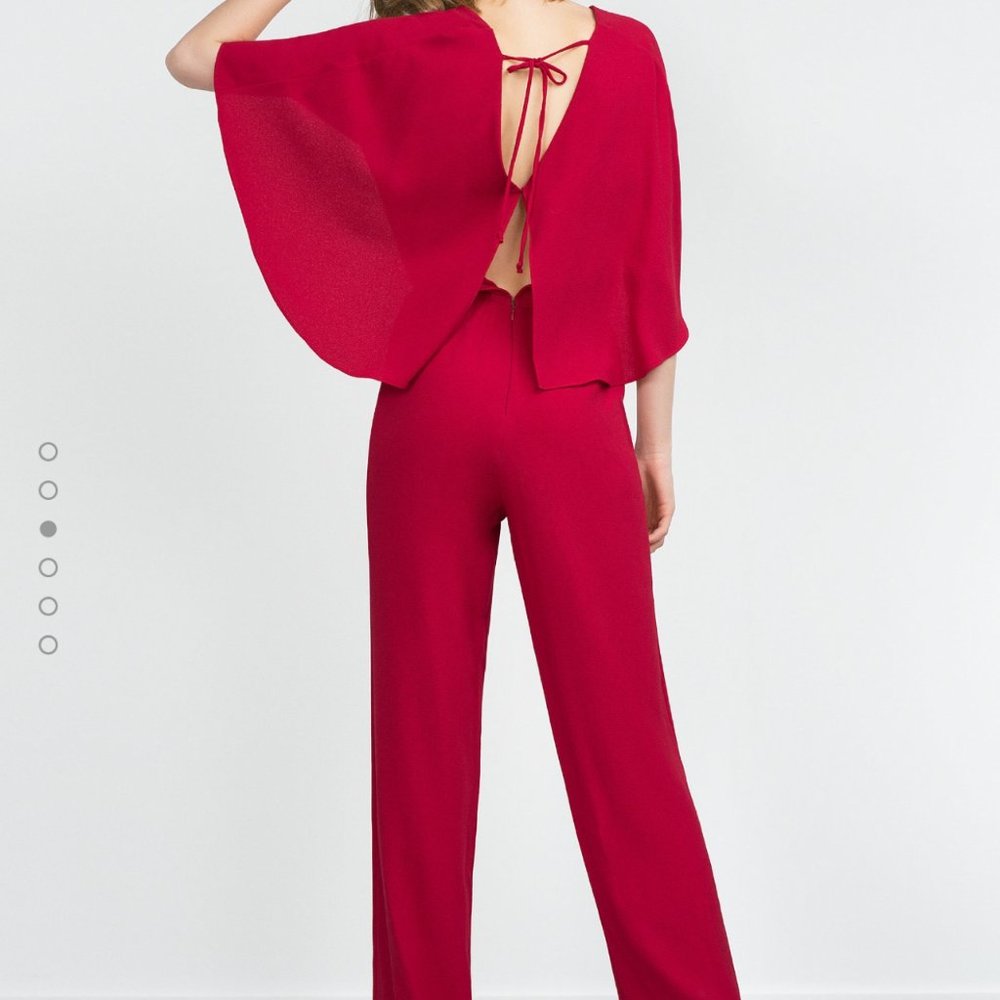 Zara Red Cape Jumpsuit - US XS